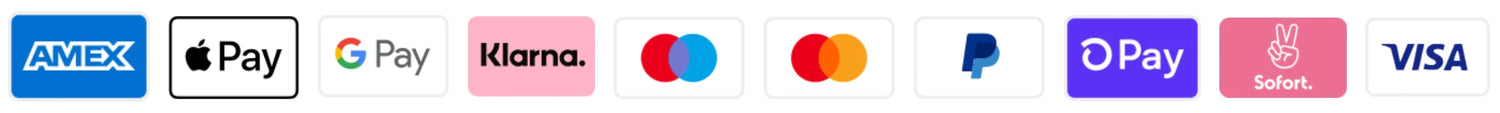 Amex, Apple Pay, Google Pay, Klarna, Mastercard, PayPal, OPay, Sofort and Visa